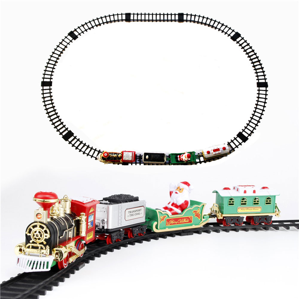 크리스마스 기차 전기 장난감 시뮬레이션 클래식 증기 기차 레일 자동차, 사운드 및 라이트 레일 자동차, 어린이 장난감